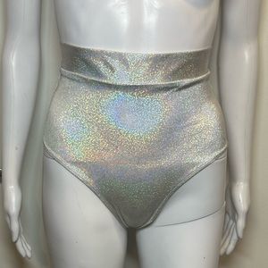 Silver rainbow holographic glitter high waisted bottoms